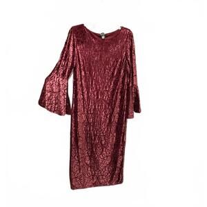 L Wne Velour Dress & Heart Rose Earrings